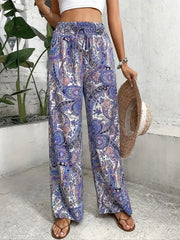 Paisley Print Wide Leg Pants Boho Loose Pants