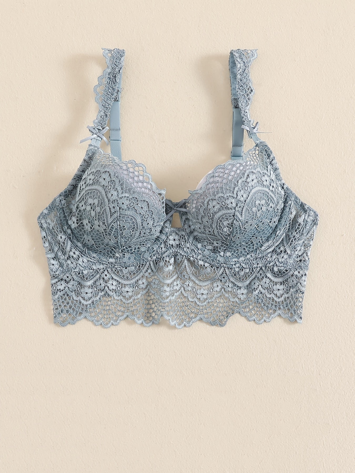 Soft Lace Mesh Everyday Bras Comfortable & Bow Thin Cup Intimates Bra