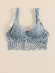 Soft Lace Mesh Everyday Bras Comfortable & Bow Thin Cup Intimates Bra