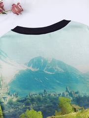 Tranquil City Graphic Crew Neck Sweatshirt For Sports Gift