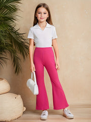 Girls' High Waist Flare Bell Bottom Knit Pants
