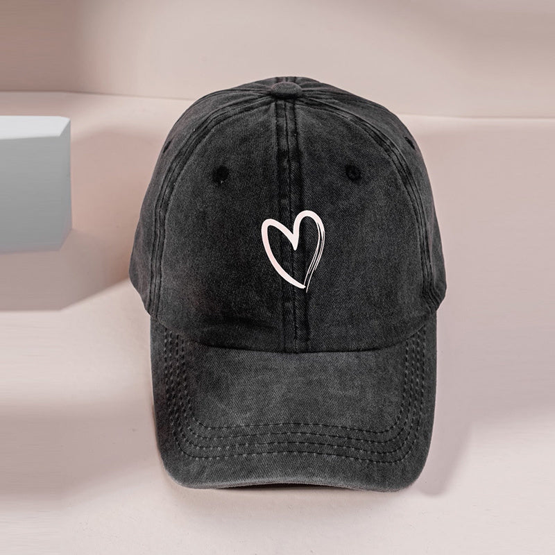 Heart Washed Baseball Cap Candy Casual Women's Sun Hat Christmas Gift
