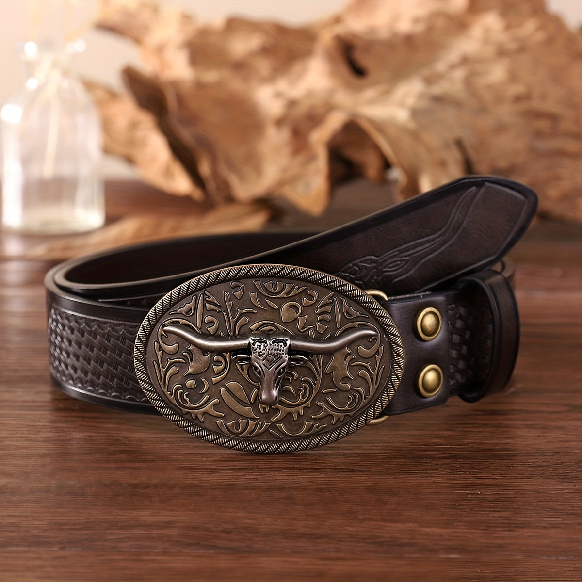 Men's Retro Bull Head Buckle Belt Casual Business Accessory