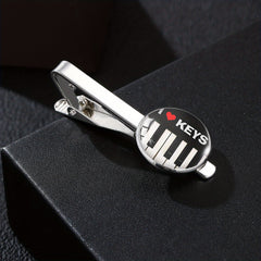 Vintage Piano Keyboard Music Note Round Tie Clip Buckle Gift