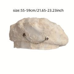 Chain Decor Tassel Beret Solid Casual Painter Hat Berets Cap For Women