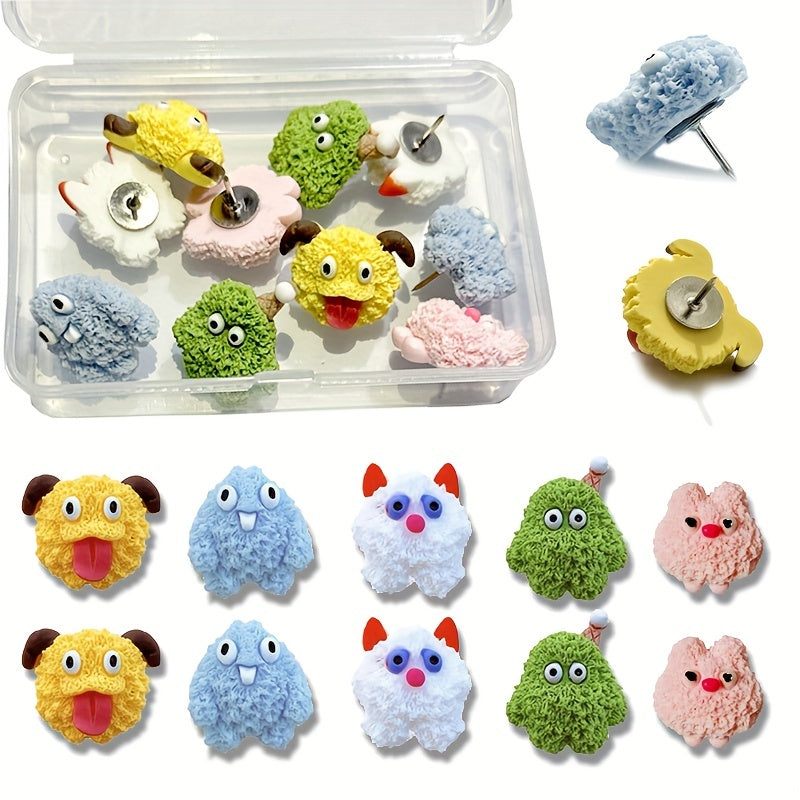 20pcs Animal Puppy Monster Thumb Tacks Cartoon Push Pins for Decor