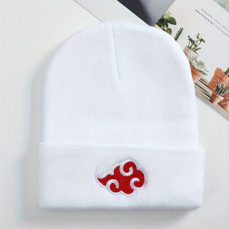 Men's Knit Hat Red Cloud Embroidery Anime Style Beanie