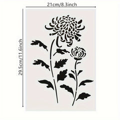 Chrysanthemum Bamboo Pattern Stencil for DIY Painting on Wall Fabric Furniture