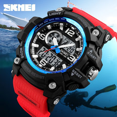 Waterproof Dual Time Electronic Watch Military Outdoor Stopwatch LED Sports