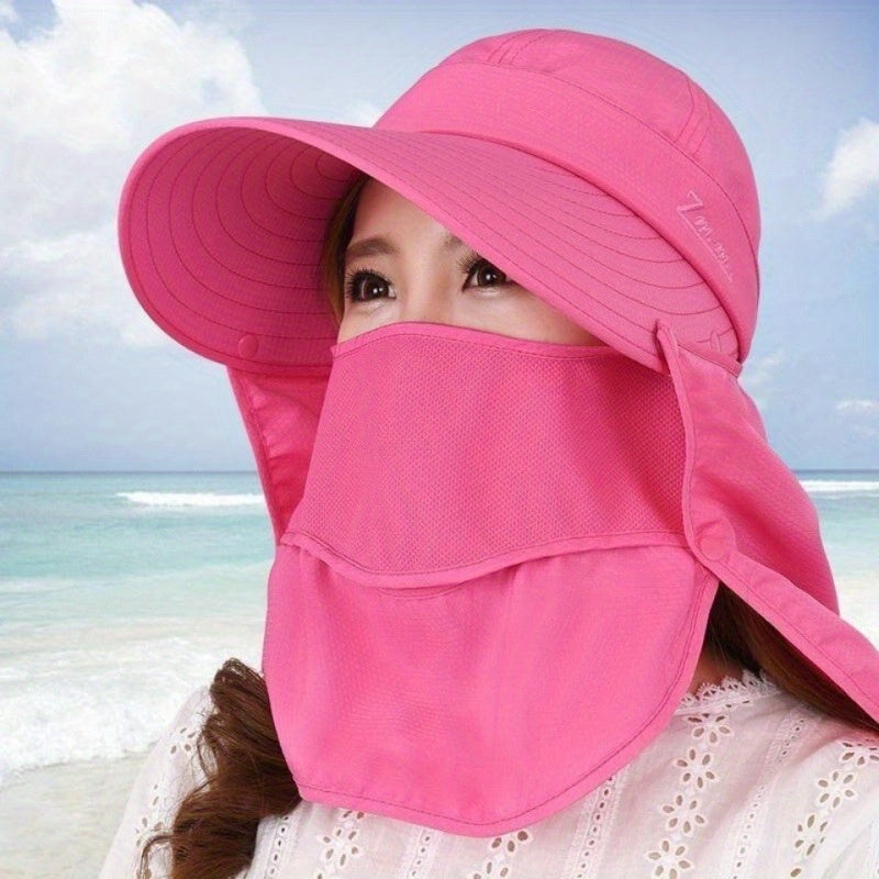 UV Protection Bucket Hat with Detachable Neck Flap Mask