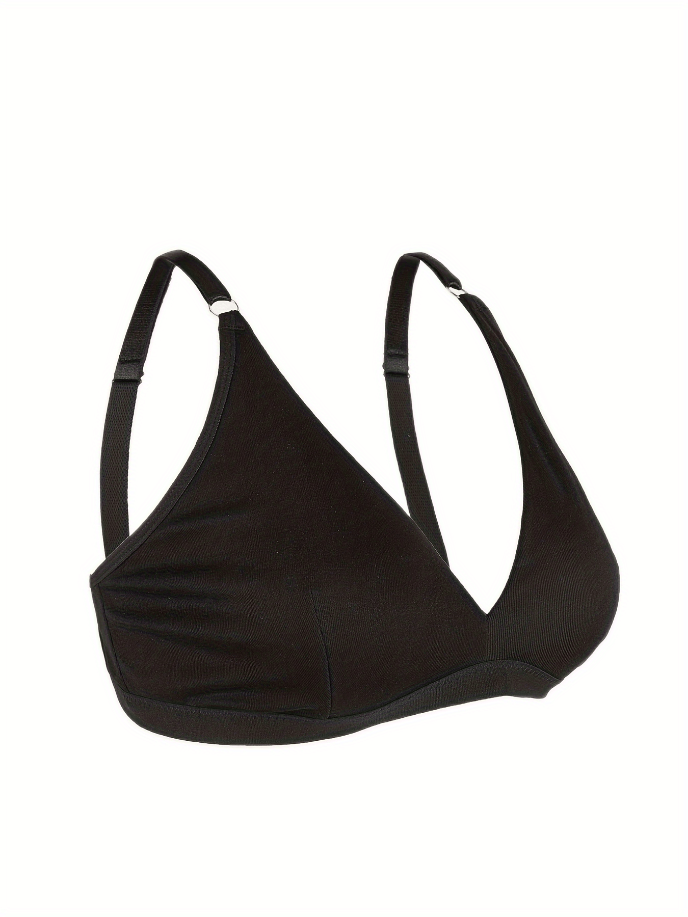 Plus Size Casual Bra Women's Plus Solid Wireless Medium Stretch Triangle Bra