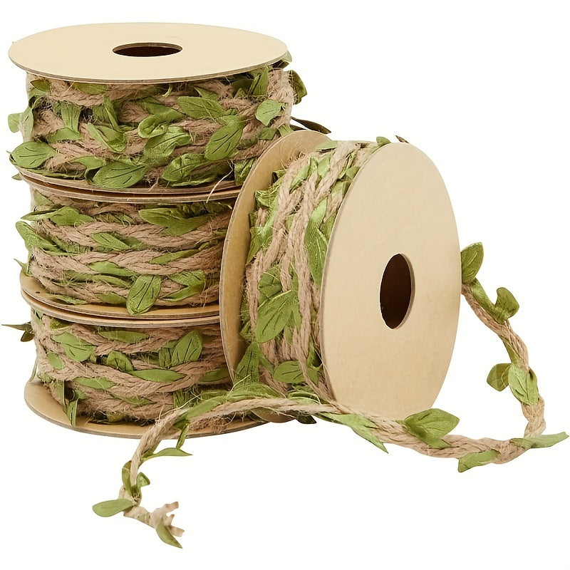 Burlap Leaf Ribbon 33 Feet Green Vine Twine Jungle Safari Baby Shower Decor