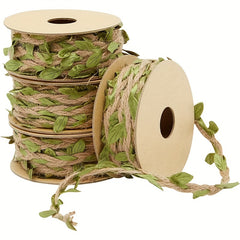Burlap Leaf Ribbon 33 Feet Green Vine Twine Jungle Safari Baby Shower Decor