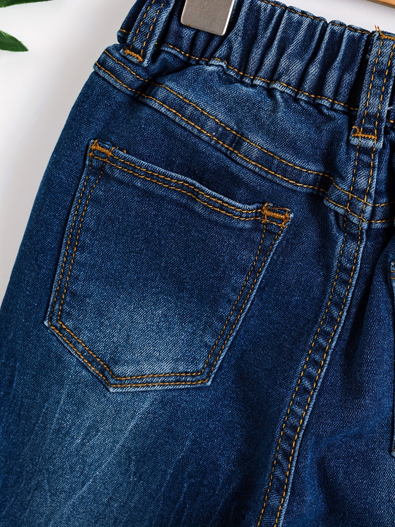 Boys Ripped Denim Jeans Elastic Waist Pants