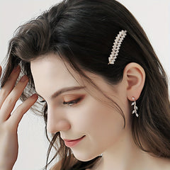Leaf Shape Hair Clip Metal Side Clip Head Jewelry for Women Girls