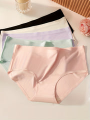 5pcs Seamless Solid Briefs Stretchy Intimates Panties