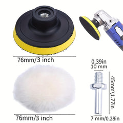 30pcs 7.62cm Car Polishing Pad Sponge Buffing Kit with Drill Adapter