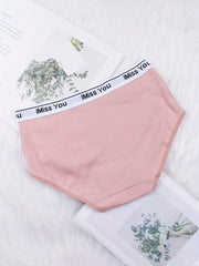 6pcs Letter Tape Ribbed Briefs Women's Lingerie