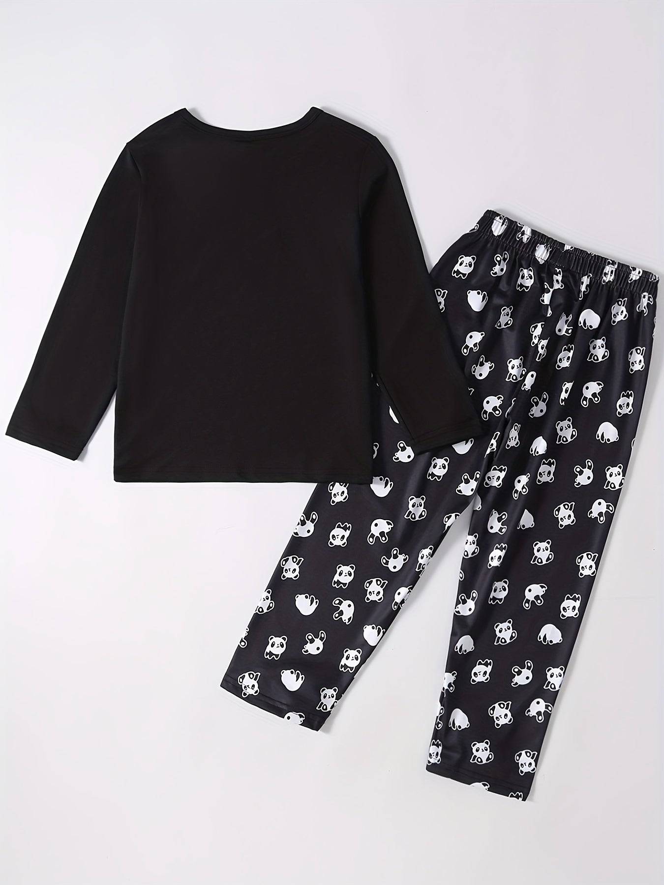 Boys Rolling Panda Cartoon Long Sleeve Pajama Set