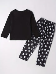 Boys Rolling Panda Cartoon Long Sleeve Pajama Set