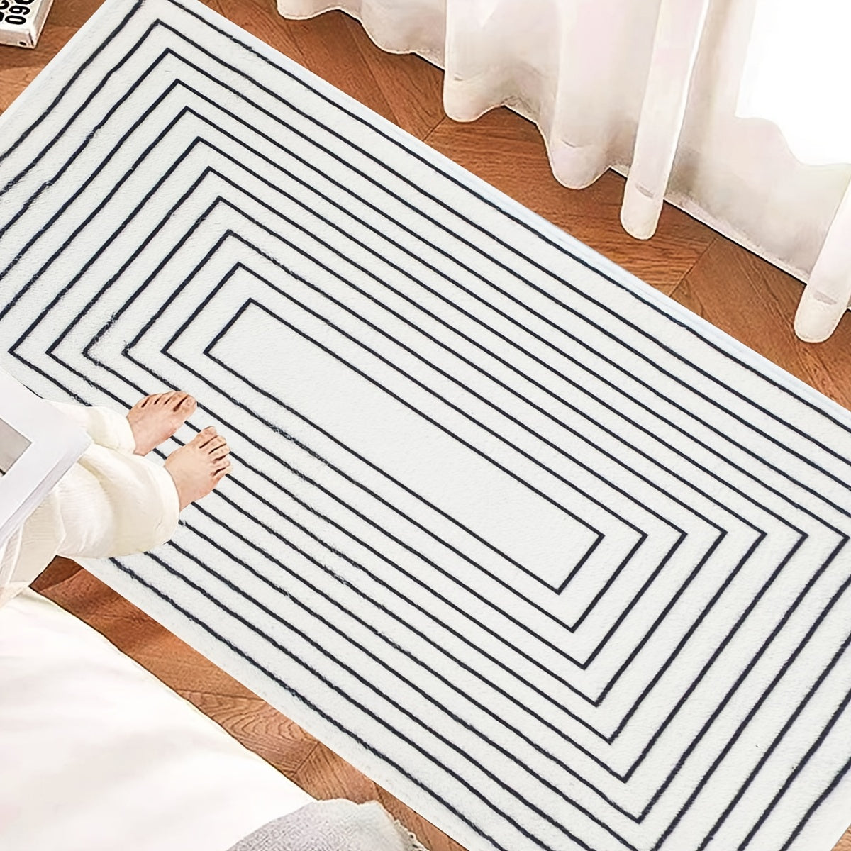 Modern Fabric Floor Mat TPR Bottom Indoor Living Room Carpet 23.6x35.4in