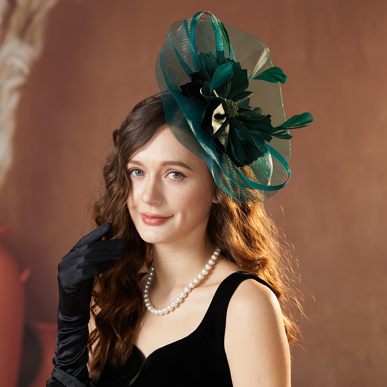 Women's Yellow Organza Veil Floral Accent Headwear