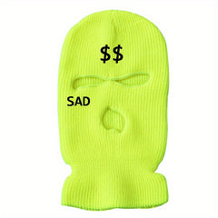Winter Warm Knit Ski Mask Embroidery Windproof Balaclava Mask