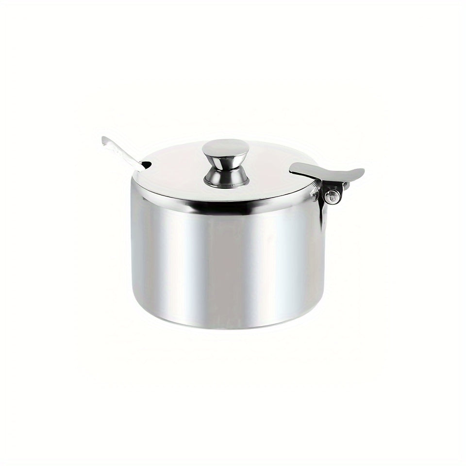 Stainless Steel Seasoning Box with Spoon Clear Spice Pots