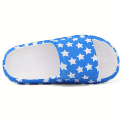 Women's Cloud Slides Pillow Slippers Star & Stripe Pattern Open Toe