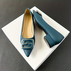 Women's Point Toe Slip On Soft Sole Lightweight Chunky Heel Shoes