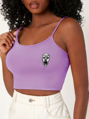 Gothic Skull Print Cami Sleep Tops Sleeveless Halloween Top