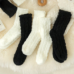6 Pairs Fuzzy Socks Warm Mid Tube Stockings Women's Hosiery