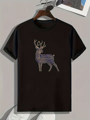 Deer Pattern Print Men's Sports T-shirt - Outdoor Fitness Clothing