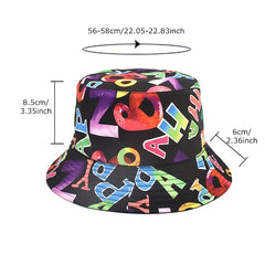 Graffiti Print Reversible Bucket Hat Breathable Sunshade Cap