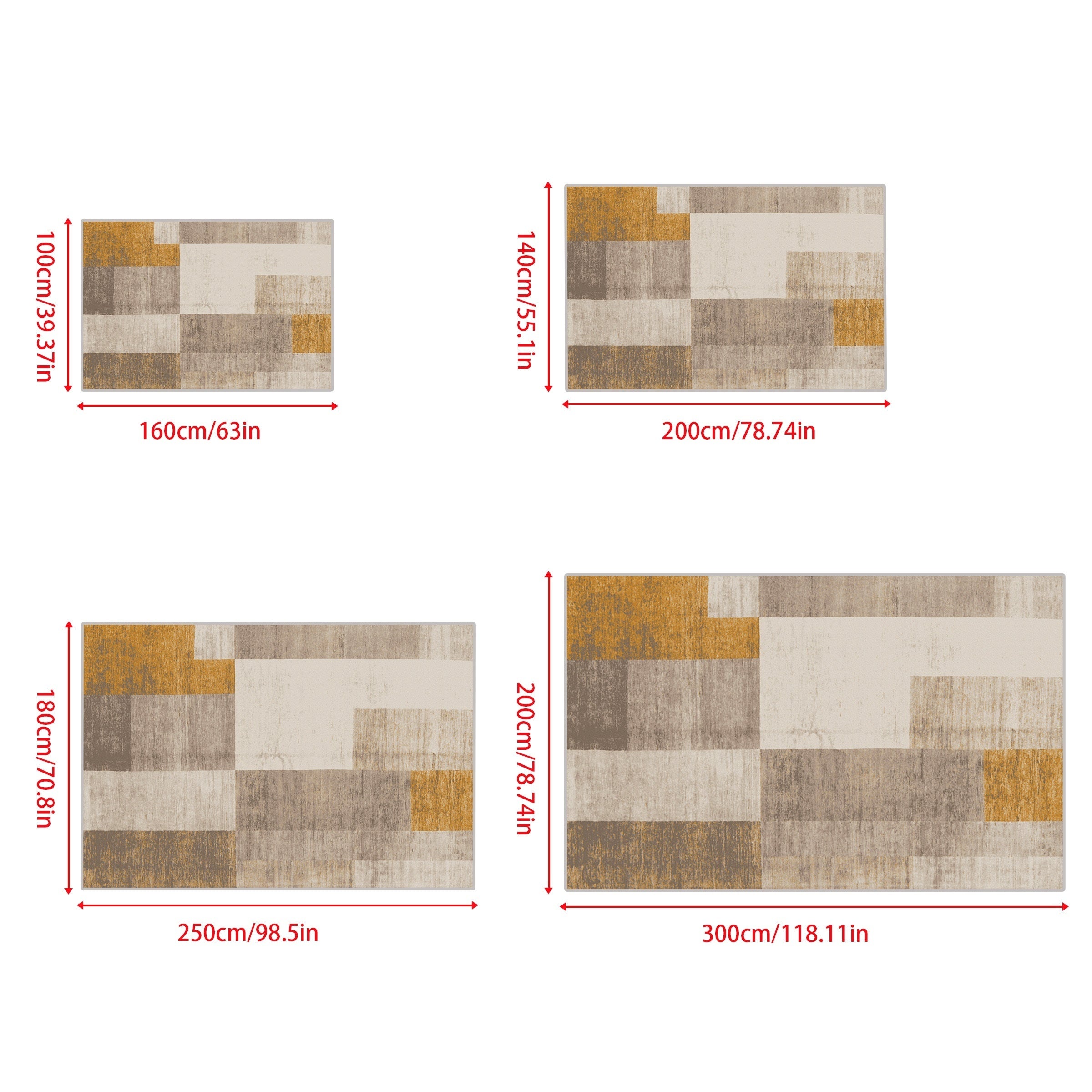 Boho Geometric Abstract Art Carpet Anti Slip - Large Area Carpet