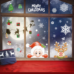 Christmas Elk Santa Claus Glass Door Static Stickers