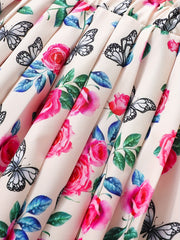 Girls Floral Butterfly Pleated Skirt Loose Fit Holiday Wear