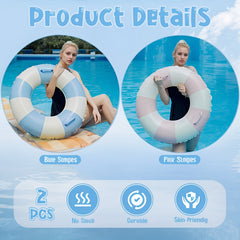 2pcs Inflatable Swim Rings with Handles Adults Pink Orange Raft Loungers