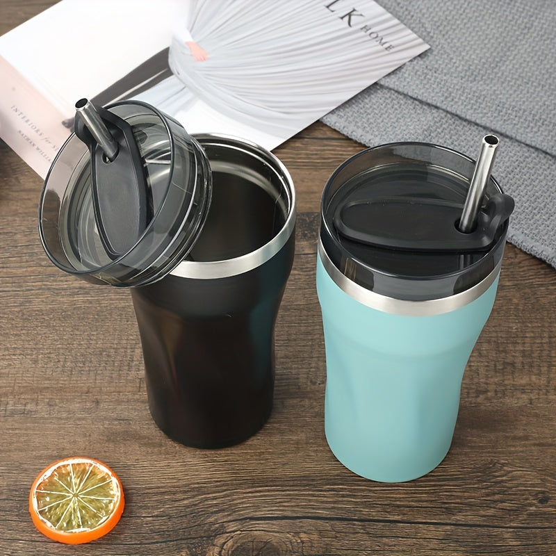 550ml Stainless Steel Reusable Coffee Cup with Straw