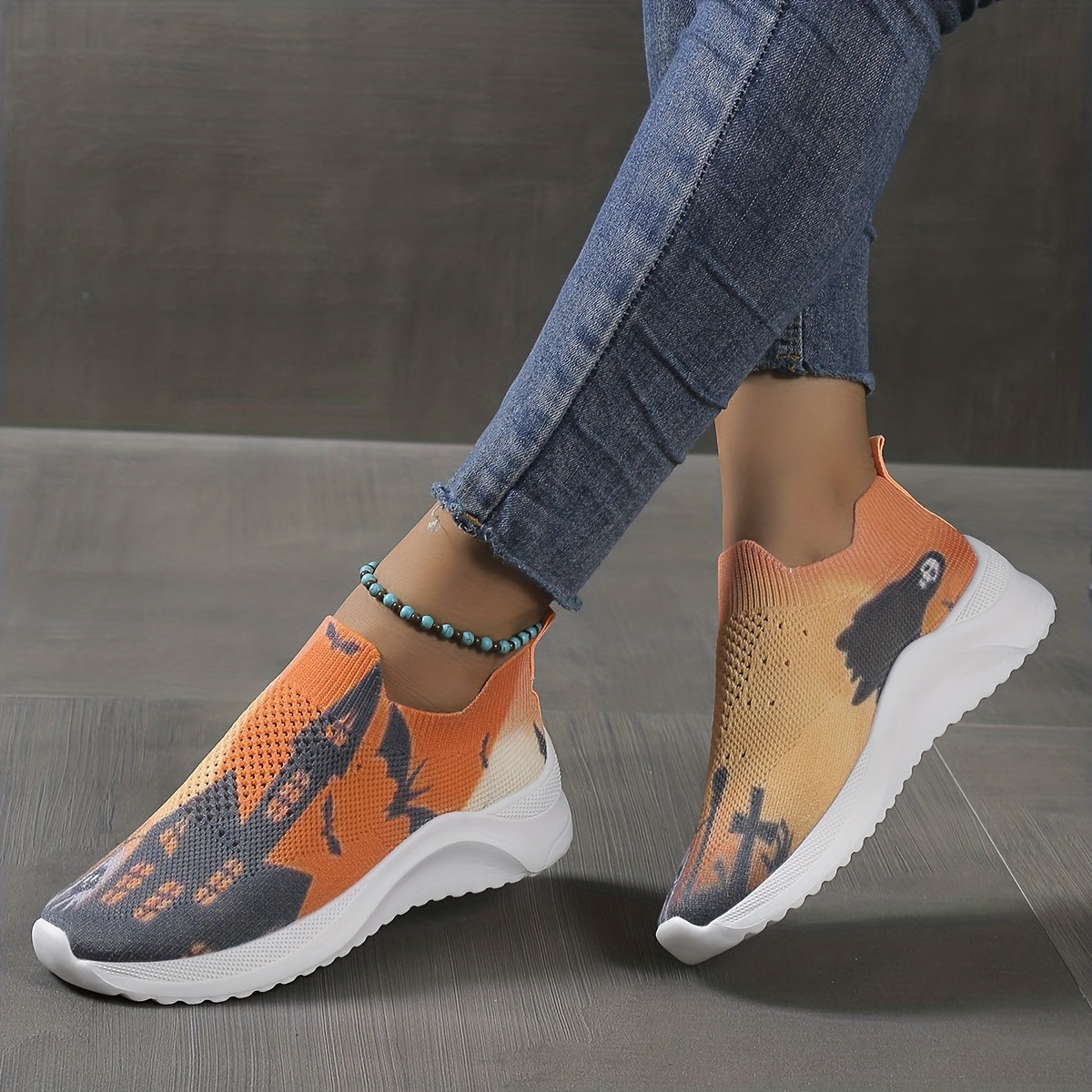 Women's Knitted Devil Halloween Slip-On Sports Shoes