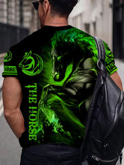 Horse 3D Pattern Print Men's Short Sleeve Comfy T-shirt Graphic Tee