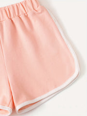 3pcs Toddler Girls Elastic Waist Track Shorts Kids Summer Clothes