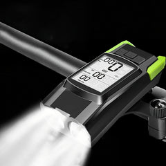 Waterproof Bicycle Light w/ Speedometer Odometer & Horn, 4 Lighting Modes