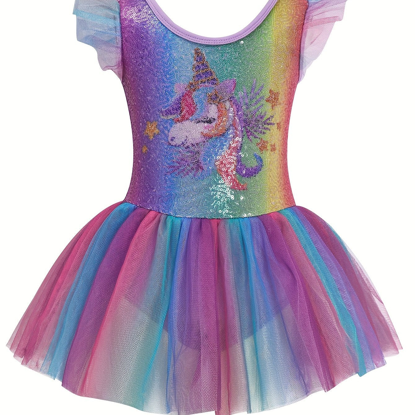 Dreamy Sequin Unicorn Ballet Leotard 95 Cotton Comfy Tutu Dance Dress