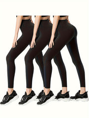 High Waisted Solid Sports Leggings For Women Athletic Tummy Control Pants