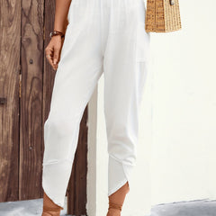 Minimalist Elastic Waist Carrot Pants Solid Color Casual Women's Clothing