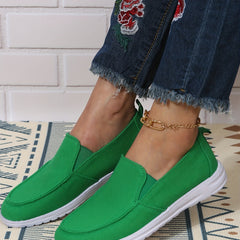 Women's Canvas Flat Loafers Slip On Low Top Shoes Comfy Flats