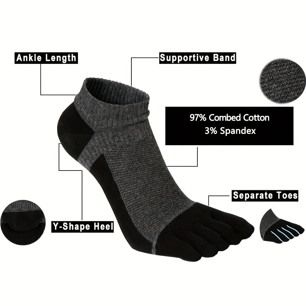 4 Pairs Toe Socks Ankle Cotton Low Cut Athletic Running Five