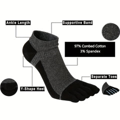 4 Pairs Toe Socks Ankle Cotton Low Cut Athletic Running Five