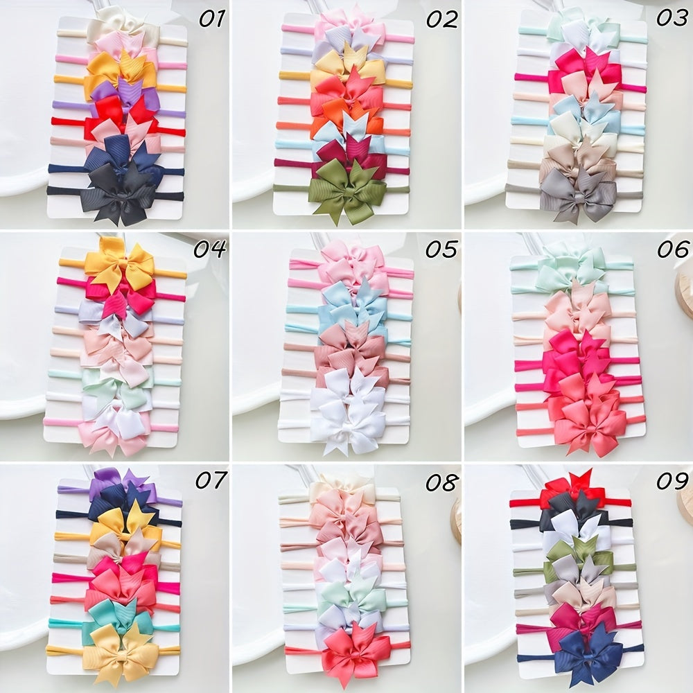 8pcs Plain Bow Headband for Baby Girls